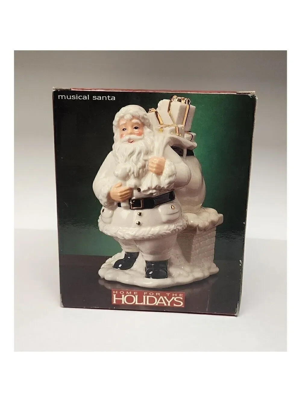 Home For The Holiday Porcelain Egg-Shaped Musical Box Revolving Nativity/Santa